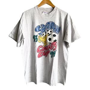 Vintage Soccer Single Stitch Gray Shirt Size XL 22x30